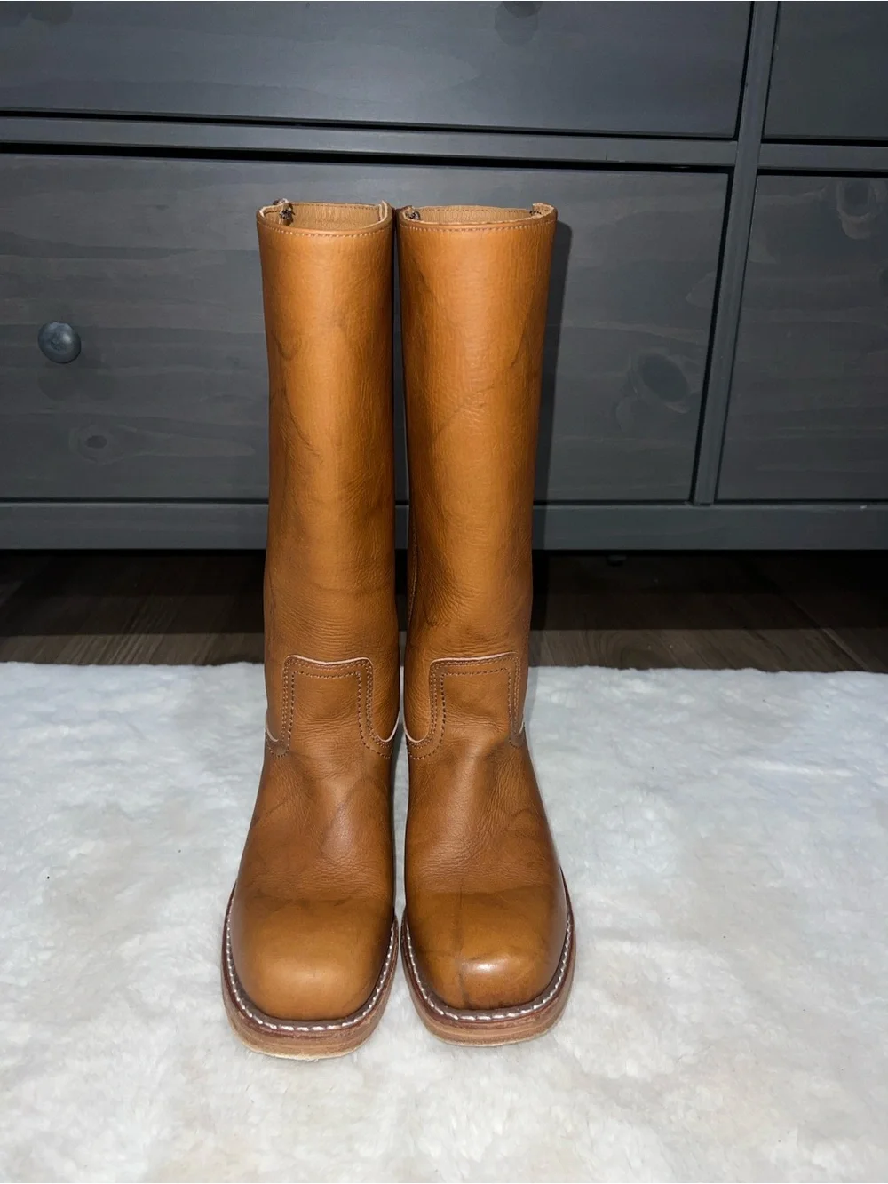 Frye Campus Boots in Saddle Brown Cognac Leather - WORN ONCE excellent preowned - Picture 6 of 12